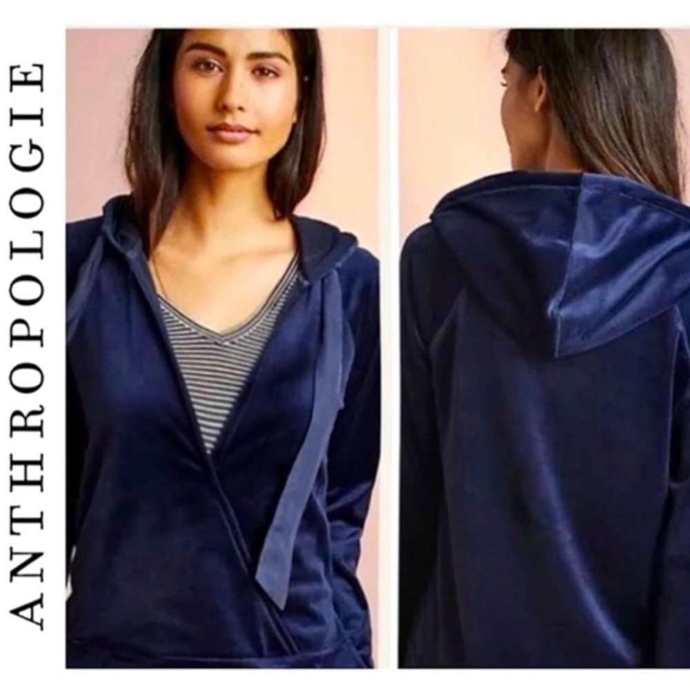 Anthropologie Saturday Sunday velour hoodie sweatshirt in Midnight Blue